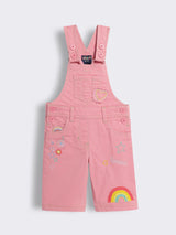 Toddler Girls Embroidered Cotton Dungaree Pants and T-Shirt 2-Piece Outfit Set