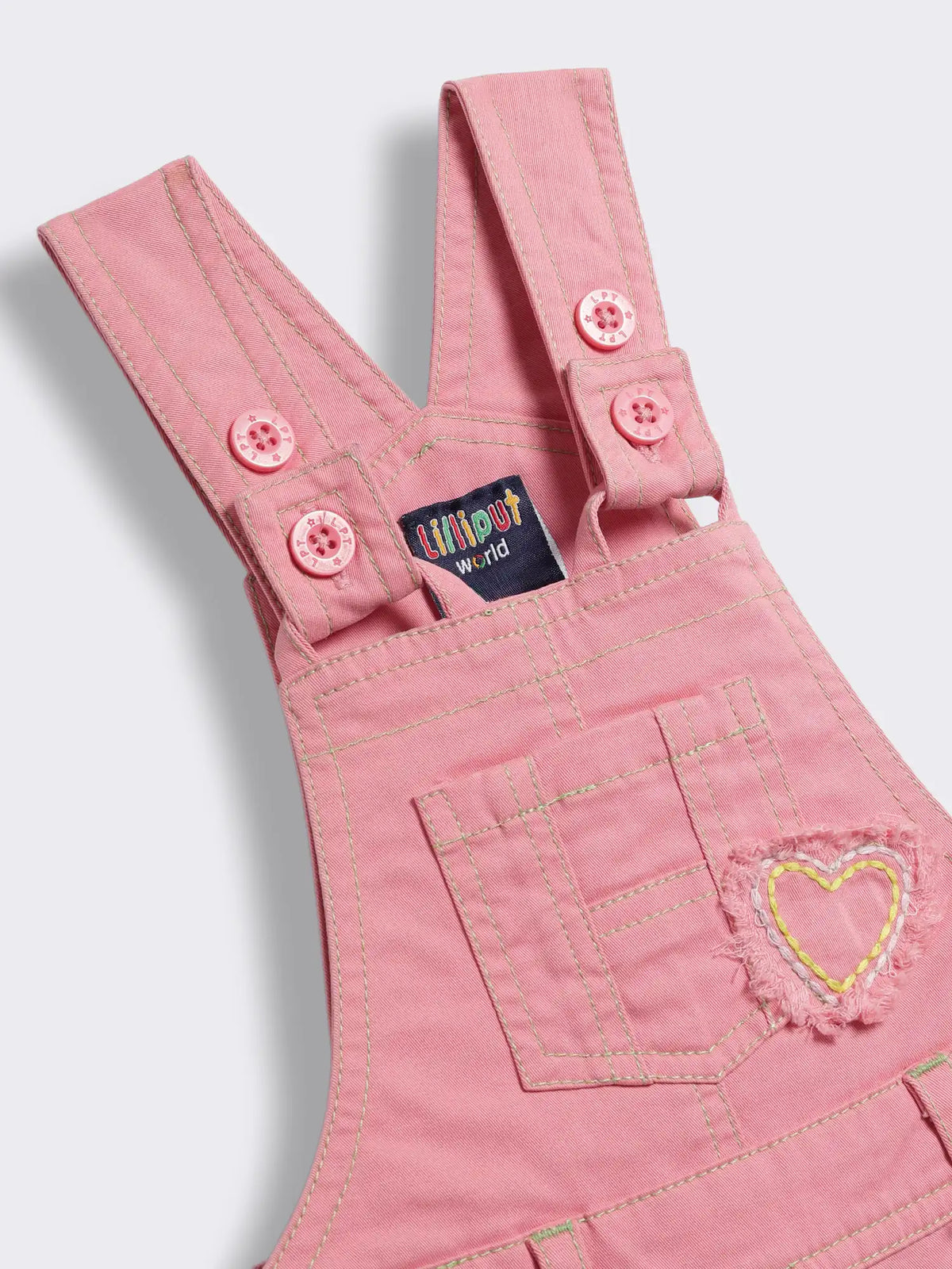 Toddler Girls Embroidered Cotton Dungaree Pants and T-Shirt 2-Piece Outfit Set