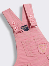 Toddler Girls Embroidered Cotton Dungaree Pants and T-Shirt 2-Piece Outfit Set