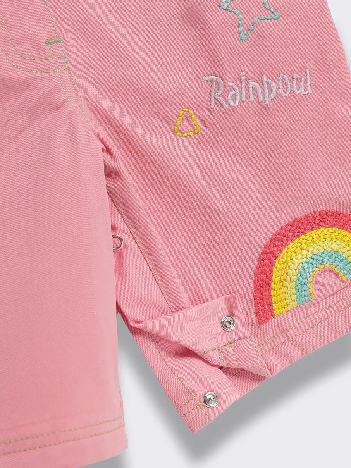 Toddler Girls Embroidered Cotton Dungaree Pants and T-Shirt 2-Piece Outfit Set