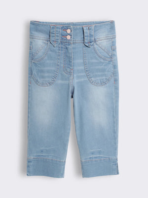 Girls Denim Capri with Pocket Detailing
