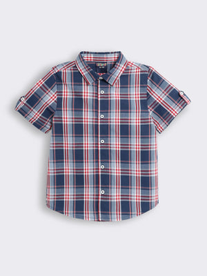 Boys Cotton Half-Sleeve Checked Shirt