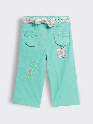 Toddler Girls Patch-Work Cotton Trousers with Belt
