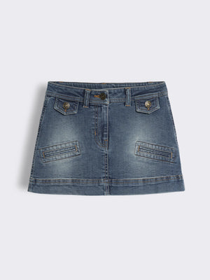 Girls Denim Skirt with Contrast Stitch Detailing