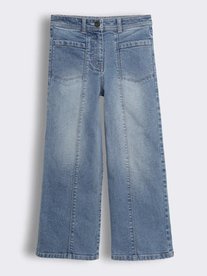 Girls Light Wash Denim Flared Jeans with Front Pockets