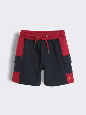 Toddler Boys Cotton Knitted Colour Block Bermuda Shorts