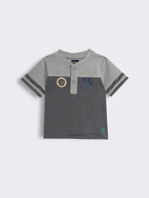 Toddler Boys Cotton Half-Sleeve Striped T-Shirt