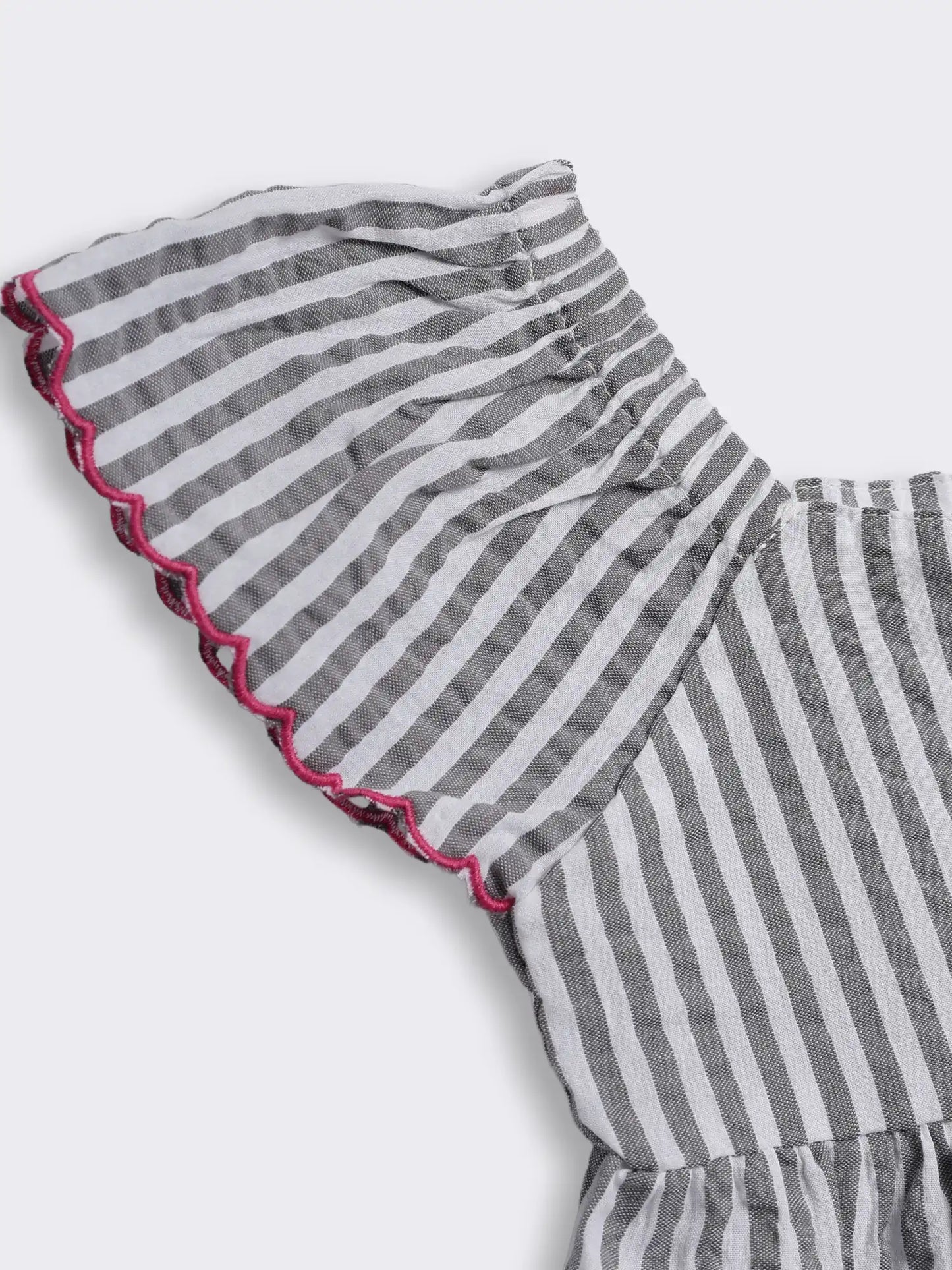 Toddler Girls Striped Cotton Top with Contrast Embroidery and Shorts 2-Piece Outfit Set