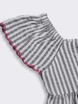 Toddler Girls Striped Cotton Top with Contrast Embroidery and Shorts 2-Piece Outfit Set