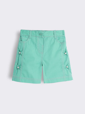 Toddler Girls Cotton Bermuda Shorts with Pearl Detailing