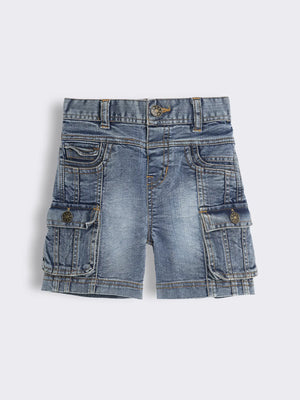 Toddler Boys Denim Cargo Bermuda Shorts with Pocket Detailing