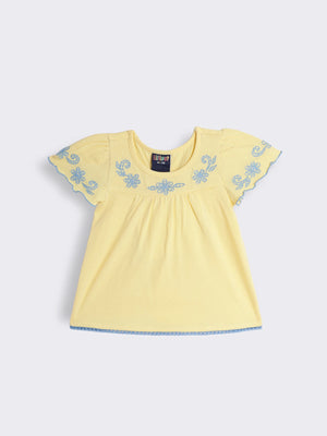 Toddler Girls Cotton Knit Top with Embroidery