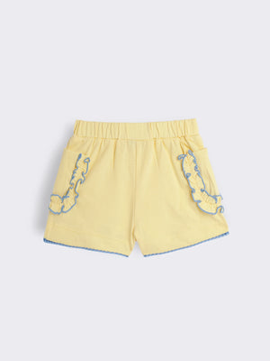 Toddler Girls Cotton Knit Shorts with Embroidery