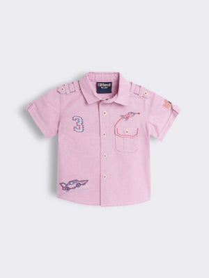 Toddler Boys Cotton Shirt with Embroidery Detail