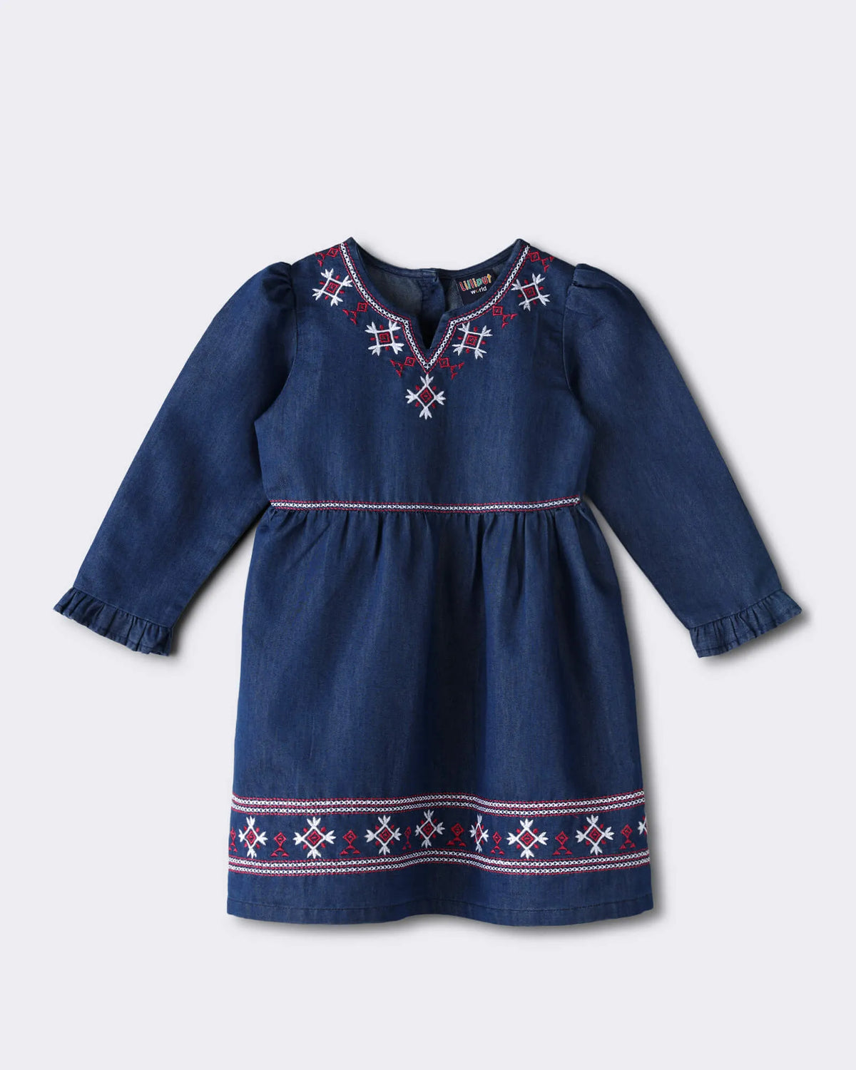 Toddler Girls Denim Embroidered Dress
