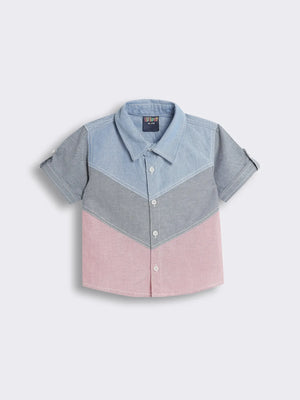 Toddler Boys Half Sleeve Cotton Colour Block Shirt
