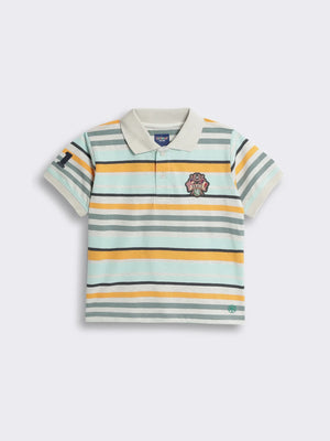 Toddler Boys Striped Cotton Knit Half Sleeve Polo T-Shirt