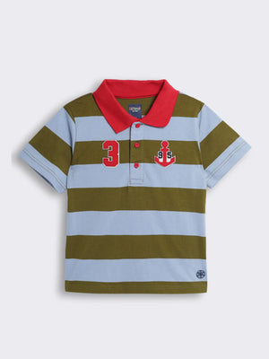 Boys Striped Half Sleeve Polo Shirt