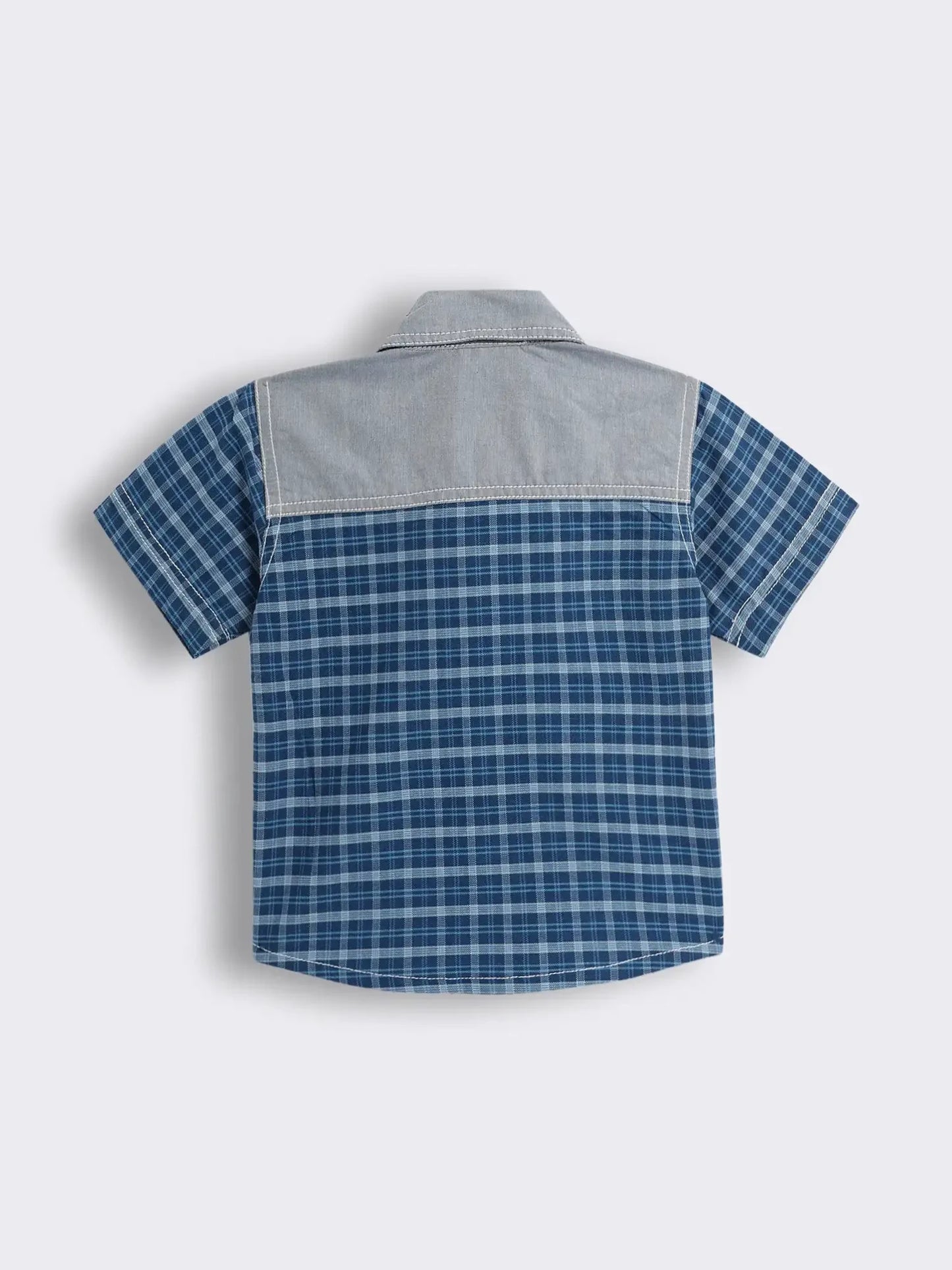 Toddler Boys Cotton Checked Half Sleeve Shirt with Pockets