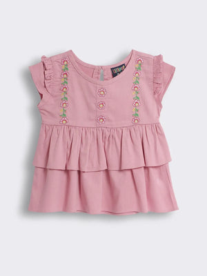 Toddler Girls  Cotton Layered Top with Embroidery and Frills