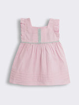 Toddler Girls Knee Length Cotton Dress with Pintucks