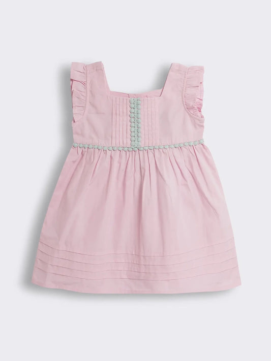 Toddler Girls Knee Length Cotton Dress with Pintucks