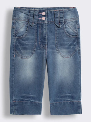 Girls Denim Capri with Pocket Detailing
