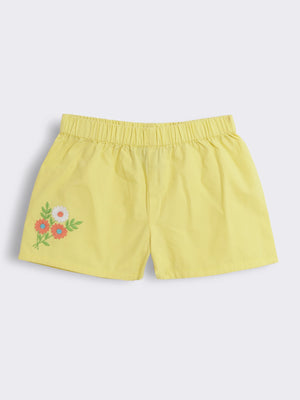 Toddler Girls Embroidered Cotton Shorts
