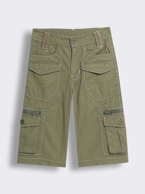 Boys Cotton Capri with Contrast Stiching and Zip Detailing