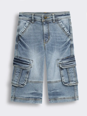 Boys Denim Capri with Pockets and Contrast Stitching