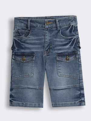 Boys Multi-Pocket Denim Bermuda Shorts