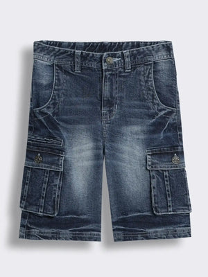 Boys Denim Cargo Bermuda Shorts with Pocket Detailing