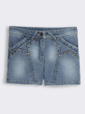 Girls Denim Shorts with Rivet Detailing