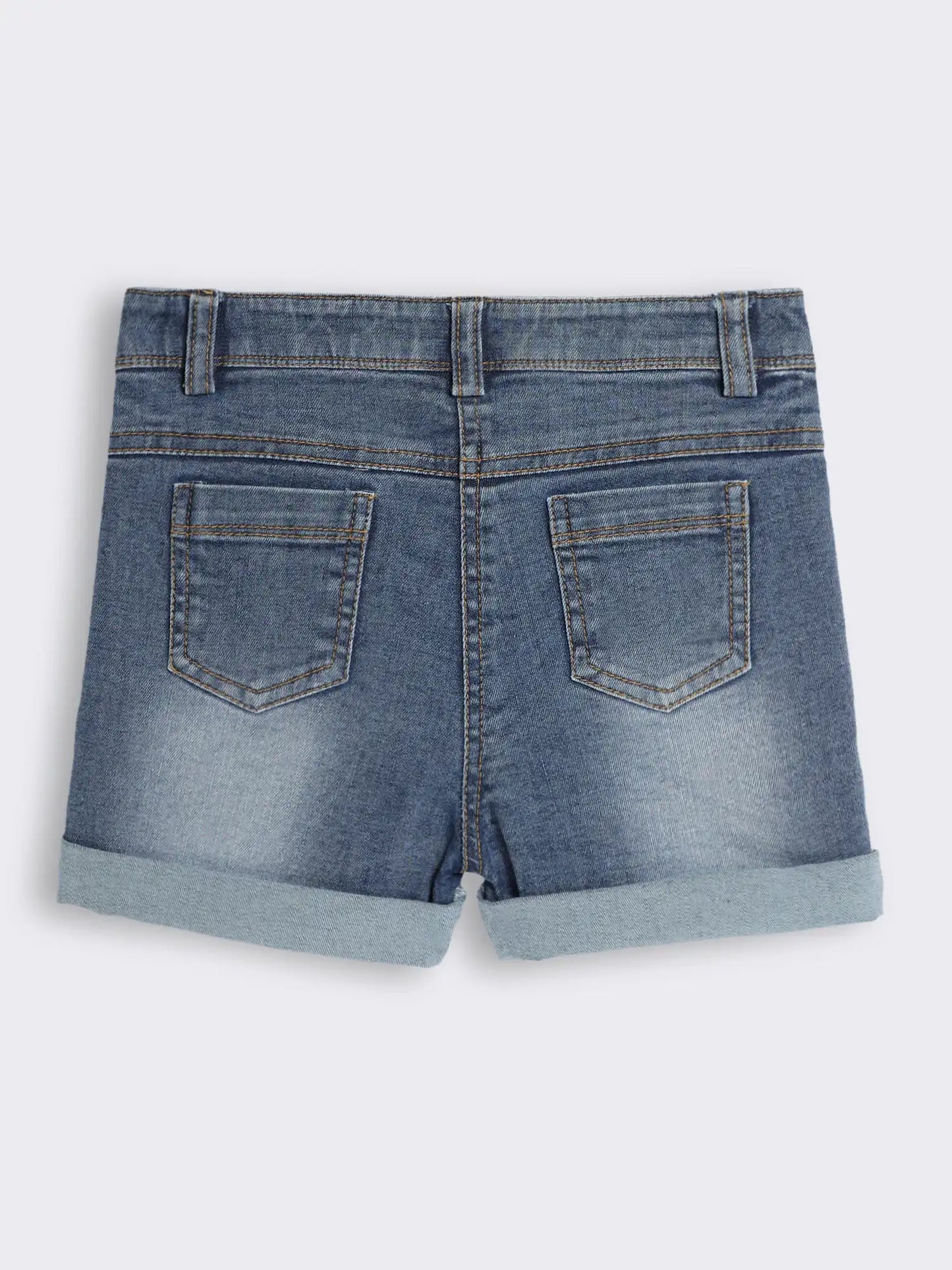 Toddler Girls Cotton Schiffli Sleeveless Ruffle Knot Top and Embroidered Denim Shorts 2-Piece Outfit Set