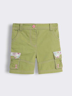 Toddler Girls Cotton Shorts With Contrast Pocket Detailing