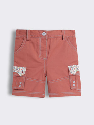 Toddler Girls Cotton Shorts With Contrast Pocket Detailing