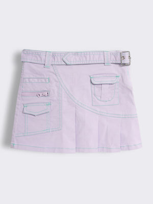 Girls Pleated Cottton Skirt with Pocket Detailing