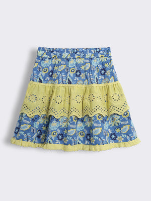 Girls Cotton Printed Skirt with Elastic Waist