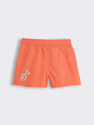 Toddler Girls Cotton Shorts with Embroidery