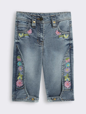 Girls Embroidered Denim Capri