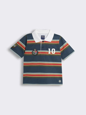 Toddler Boys Half-Sleeve Striped Polo T-shirt