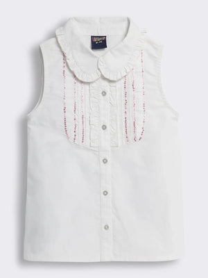 Girls Sleeveless Cotton Top with Pintucks