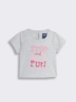 Toddler Girls Short Sleeve Graphic T-Shirt with Applique and Print