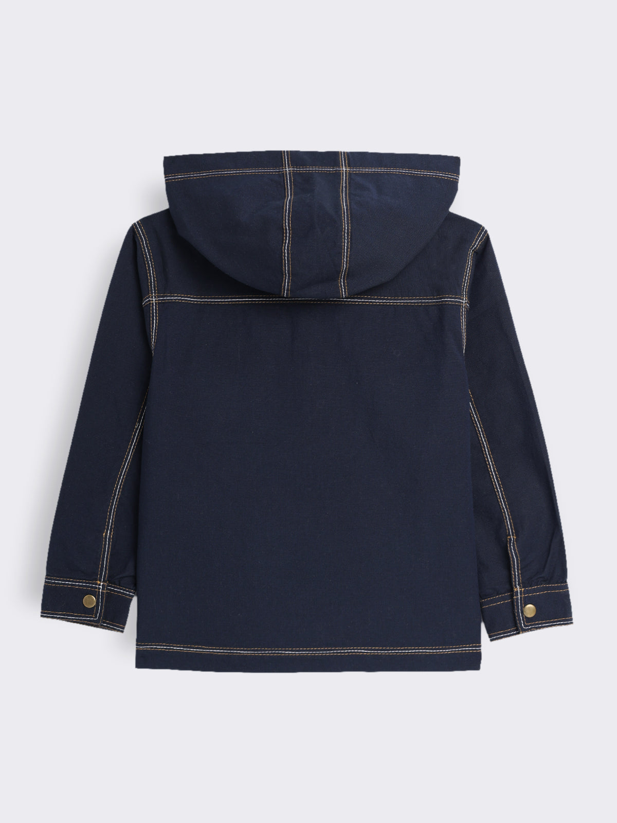 Boys Hooded Shacket with Contrast Stitch Detail and Graphic Printed T-Shirt