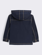 Boys Hooded Shacket with Contrast Stitch Detail and Graphic Printed T-Shirt