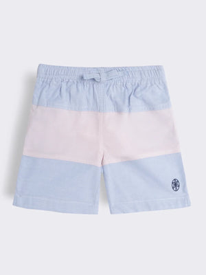 Boys Oxford Chambray Colour Block Shorts