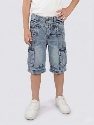 Boys Denim Bermuda Shorts with Panel Detailing