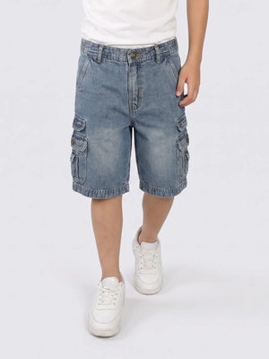Boys Denim Bermuda Shorts with Pocket Detailing