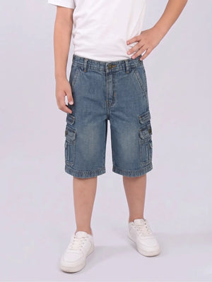 Boys Denim Bermuda Shorts with Pocket Detailing