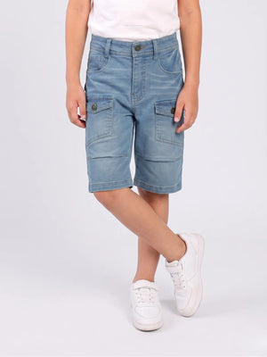 Boys Multi-Pocket Denim Bermuda Shorts